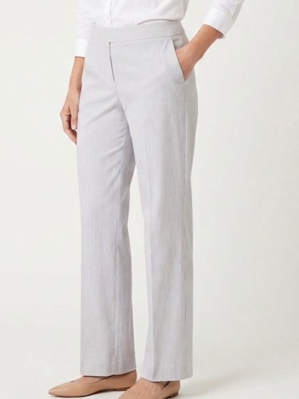 Jones New York Suit Gray Pinstripe Trouser Pants Women's Size 10 Straight Leg